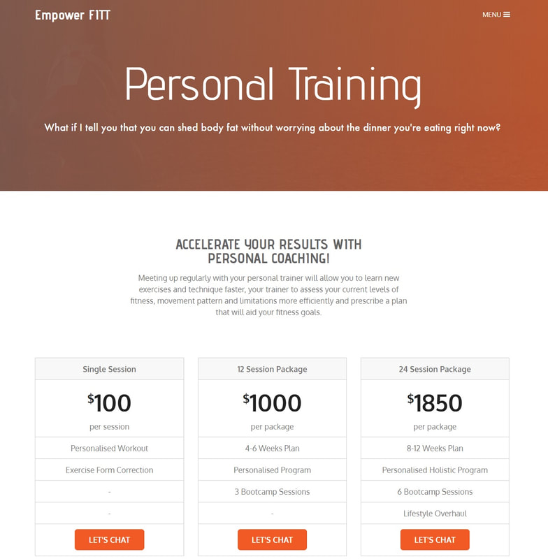 Personal Training Pricing Sheet Template